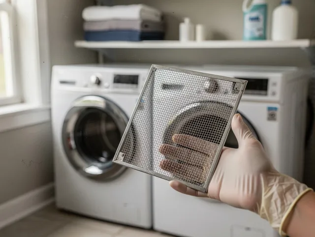 Cudahy Dryer Vent Cleaning specialist performing detailed lint trap cleaning service in Cudahy
