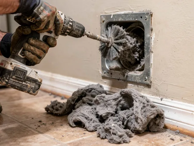 Certified Cudahy Dryer Vent Cleaning technician performing dryer vent cleaning in Cudahy